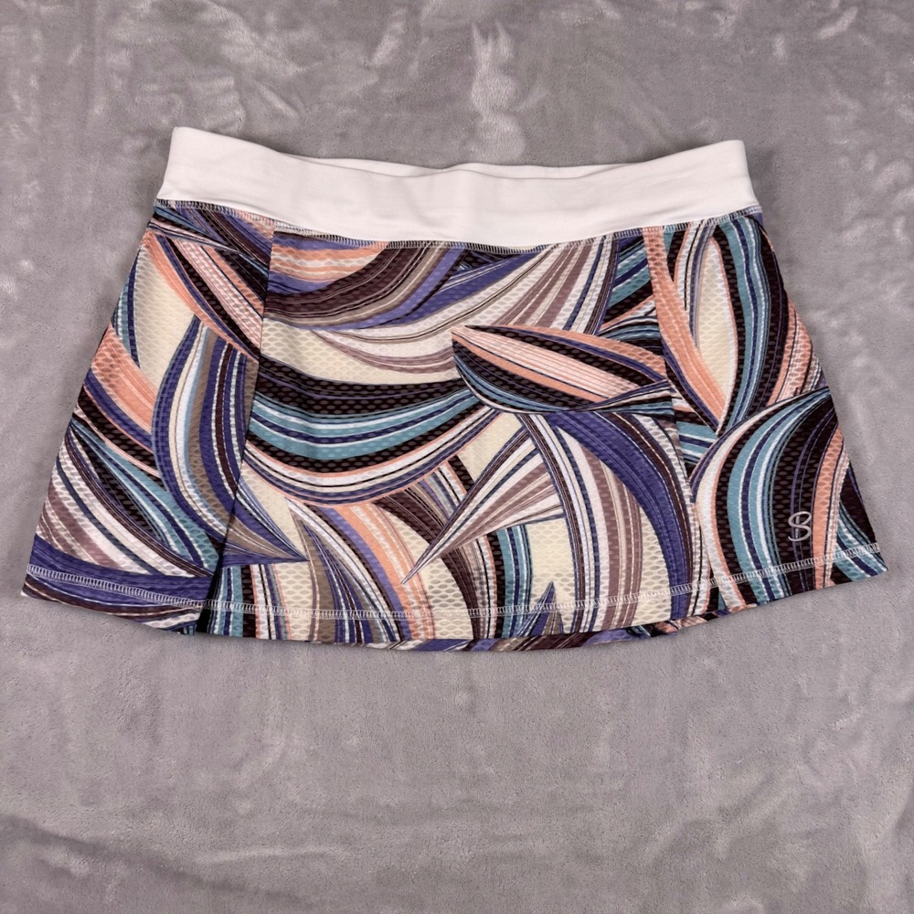 Sofibella‎ Womens Abstract Swirl Athletic Tennis Skort Purple Blue Peach Large